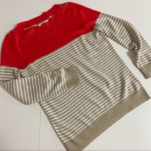 Striped nautical sweater in red, beige and white